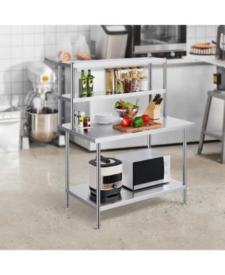 12 x 48 in Double Overshelf Adjustable Stainless Steel Storage Shelf