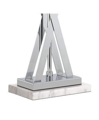 Proxima Modern Table Lamp with Marble Riser 28" Tall Chrome Silver Metal Double Shades for Bedroom Living Room House Home