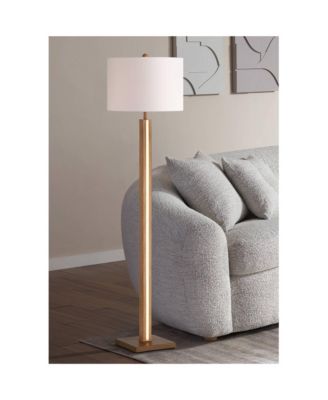 Brookline Farmhouse Rustic 63" Tall Standing Floor Lamp Column with LED Side Light  Wood Walnut Finish