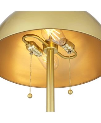 Medbury Mid Century Modern 61 1/2" Tall Standing Floor Lamp Pull Chain Gold Metal Brass Finish Dome Shade