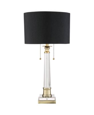 30" Tall Clear Crystal Antique Brass Drum Shade Stephan Traditional Table Lamp