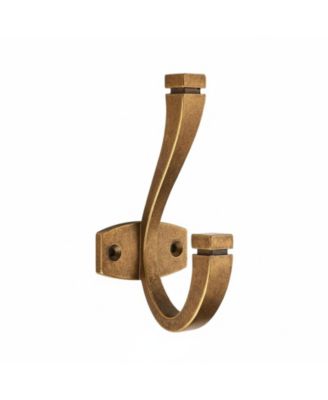 5 Pack Double Coat Hat Hooks Antique Brass Wall Mounted Towel Hanger for Backpack Purse Organization