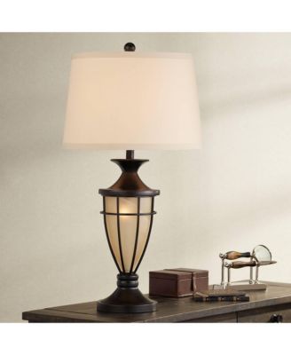 Traditional Table Lamps 33" Tall Set of 2 with Nightlight Lantern Brushed Iron Cage