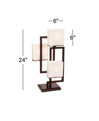 Lighting Modern Table Lamp 24" High Roman Bronze with Dimmer Metal Glass Shade for Bedroom Living Room Bedside Nightstand Office