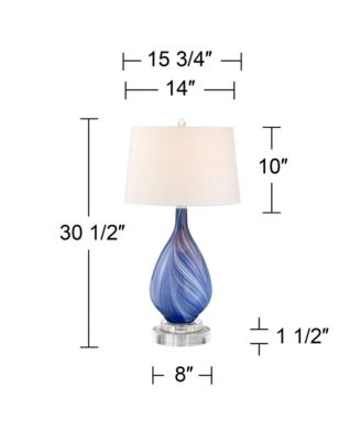 Taylor Contemporary Table Lamp with Round Riser 30 1/2" Tall Art Glass Fabric Drum Shade for Bedroom Living Room Office