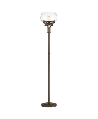 Industrial Torchiere Floor Lamp with USB Charging Port 72 1/2" Tall