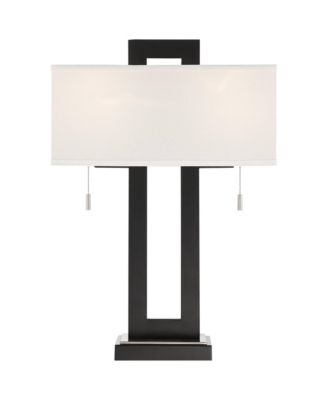 Neil Modern Table Lamp with Marble Riser 26" High Two Tone USB Charging Port Rectangular Shade Bedroom for Bedroom Living Room Desk