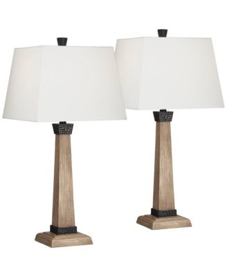 Montrose Buchan 29 1/2" Tall Pedestal Farmhouse Rustic End Table Lamps Set of 2 WiFi Smart Socket