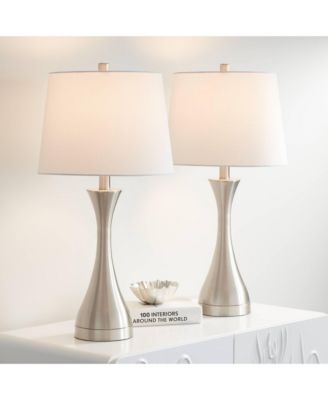 Koncave 24 1/2" High Modern Table Lamps Set of 2 Brushed Nickel Finish Metal Shade Living Room Bedroom