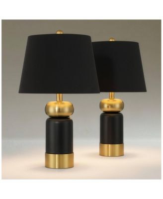 Anthem 19" High Small Modern Accent Table Lamps Set of 2 Brass Finish Metal Shade Living Room Bedroom