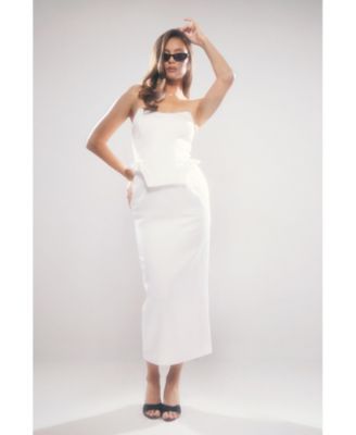 Women's Premium Bonded Satin Corset Midaxi Dress