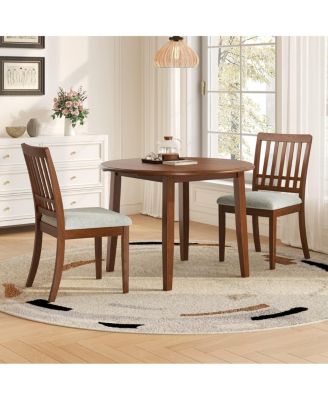 3-Piece Folding Round Dining Table Set, 2-Chair Kitchen Nook Set