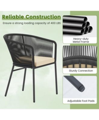 Set of 4 Cushioned Patio Dining Chairs with Curved Backrest and Armrests