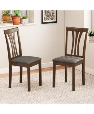 Set of 2 Linen Upholstered Wooden Dining Chairs with Rubber Wood Frame