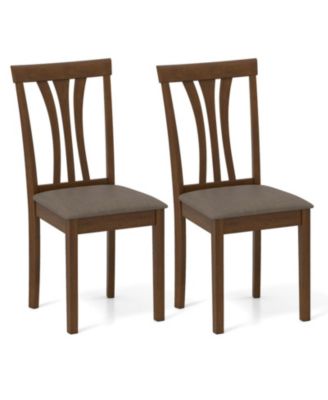 Set of 2 Linen Upholstered Wooden Dining Chairs with Rubber Wood Frame