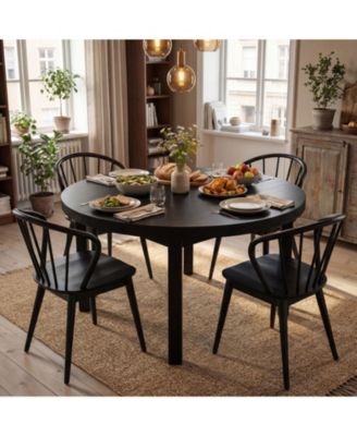 Set of 2 Windsor-Style Spindle-Back Dining Chairs with Wide Contoured Seat