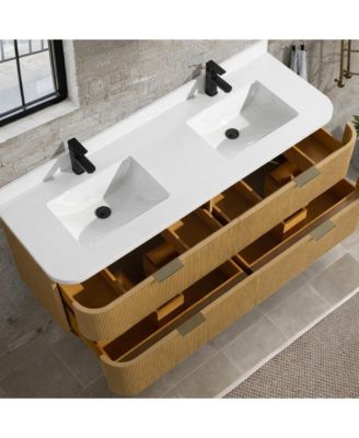 Chantal 60" Floating Bathroom Vanity Oak