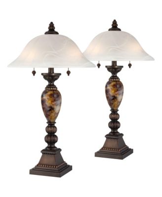 Traditional Table Lamps 27" Tall Set of 2 Aged
