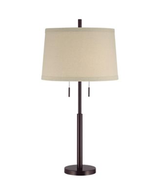 Modern Buffet Table Lamp 33" Tall with USB Charging Port Dark Bronze Drum Shade for Bedroom Living Room Office