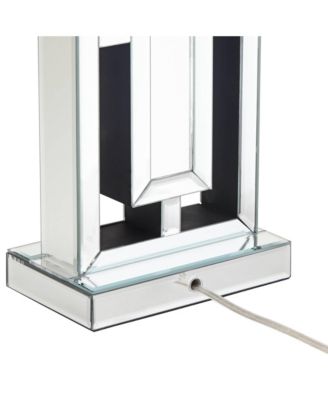 29" Tall Rectangular Modern End Table Lamp Mirrored Glass Finish Metal Living Room Bedroom