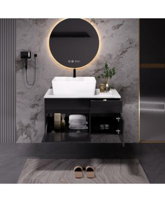 31.5 Inches Floating Single Small Bathroom Vanity with Sink