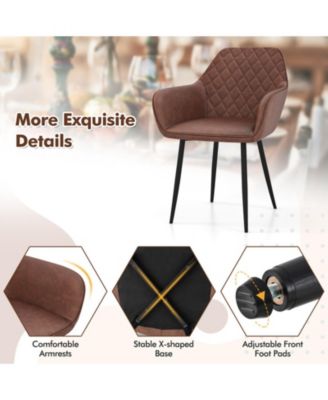 Set of 2 Leisure Dining Chairs with Curved Backrest and Wide Seat