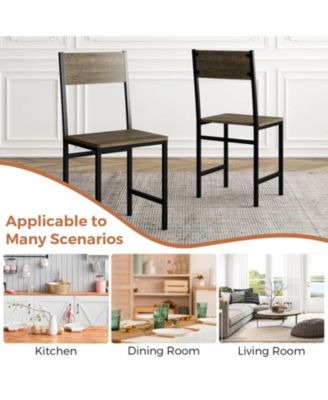 Set of 4 Engineered Wood Dining Chairs with Metal Legs and Slanted Back
