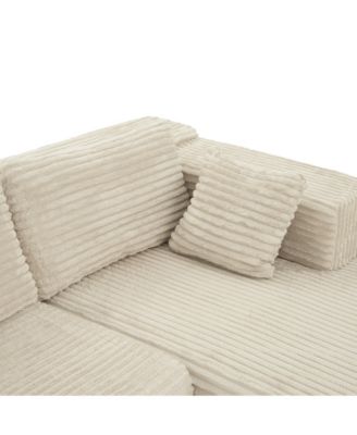 106" Modular Sectional Sofa with Pillows, L-Shape Corduroy Cloud Couch