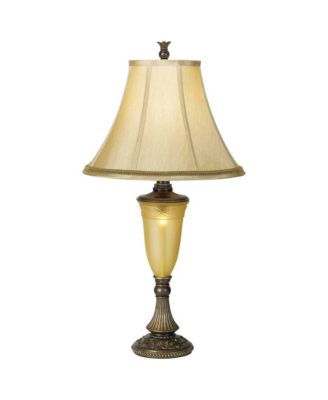 Sorrento Traditional Table Lamp 30" Tall Antique Bronze Glass with USB Dimmer Nightlight Flared Bell Shade
