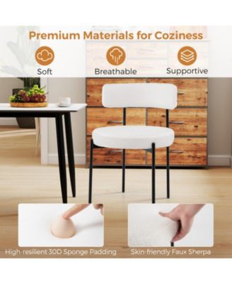 Set of 2 Boucle Dining Chairs with Curved Backrest and Metal Legs