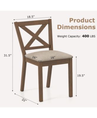 Set of 2 Modern Farmhouse Dining Chairs with Upholstered Linen Seat and X-Back