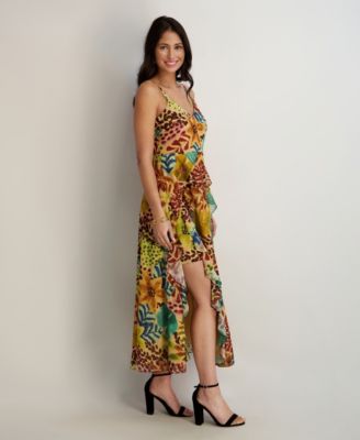 Women's Printed Chiffon V-Neck Dress