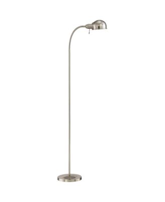 Modern Task Floor Lamp with USB Charging Port 61" Tall Satin Nickel Adjustable Gooseneck Arm for Living Room Reading