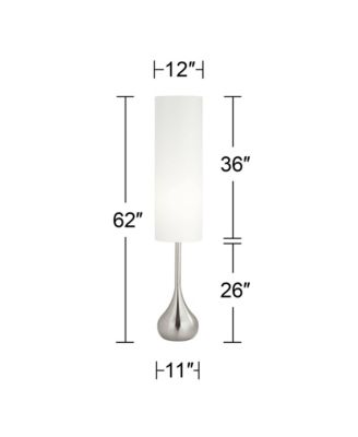 Moderne Mid Century Modern 62" Tall Droplet Floor Lamp with Smart Socket Brushed Nickel Cylinder Shade for Living Room