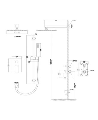 Shower System with Adjustable Slide Bar,12 Inch Wall Mounted Square Shower System with Rough-in Valve