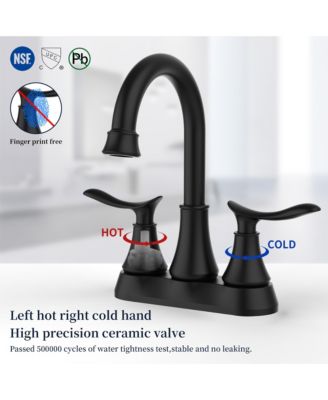 2-Handle 4-Inch Matte Bathroom Faucet, Bathroom Vanity Sink Faucets with Pop-up Drain and Supply Hoses