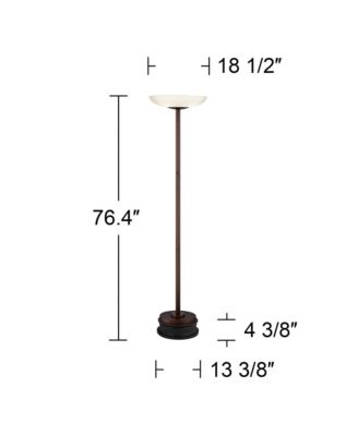 Meridian Light Blaster Modern Torchiere Floor Lamp with Riser 72" Tall Oil Rubbed Bronze LED Frosted Glass Shade for Living Room