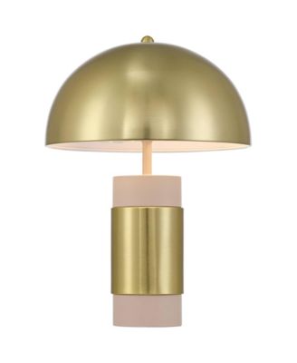 Delia 16" High Antique Brass Mushroom Accent Table Lamp Set of 2