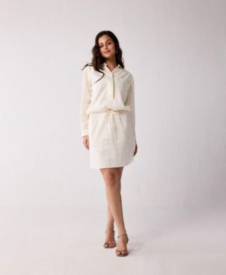 Women's Oversized Shirt Dress with Drawstring