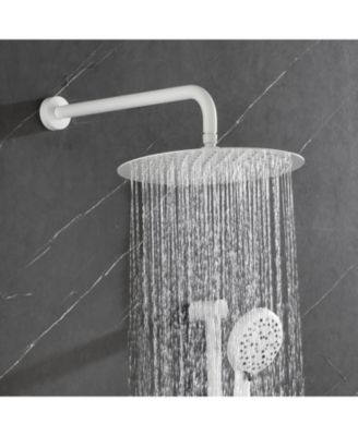 Complete Shower System with Rainfall Shower Head, Hand Shower, Slide Bar, 3 Bodysprays, Valve Trim and Lever Handles