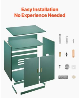 Hidden Cat Litter Box Enclosure Cabinet with Doors Ventilation and Side Table Top