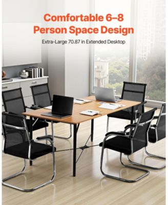 6 feet Rectangle Conference Table for 6-8 Person, Modern Office Meeting Desk with Metal Legs.