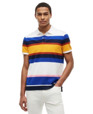 Men's Varied Roadmap Stripe Regular-Fit Pique Polo