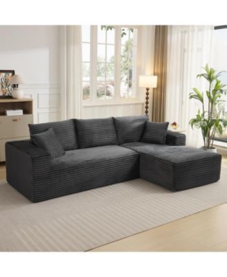 Cloud Sectional Couch with L-Shape Chaise- Modern Plush Corduroy Sofa for Living Room
