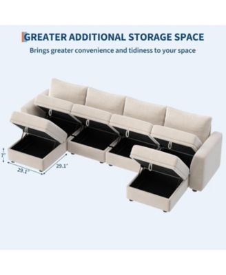 Modular Sectional Sofa-Cloud Sectional Couches- Couch Sectional with Large Storage and Ottoman for Living Room, L-Shape