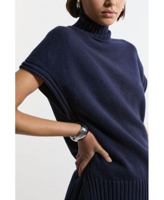 Women's High Neck Knitted Tunic Top