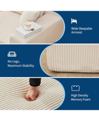 Cloud Sectional Couch with Throw Pillows- Large L-Shaped Corduroy Sofa- Left Chaise