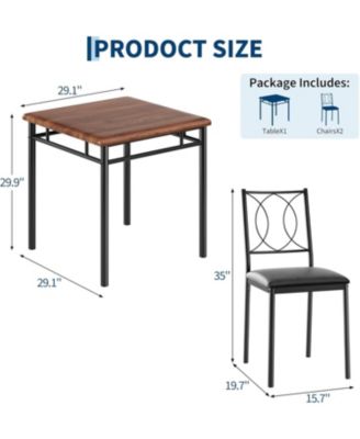Dining Table Set for 2, Small Kitchen Table with Upholstered Chairs, Farmhouse Wood Dining Table Chairs for Kitchen Room, Small Spaces