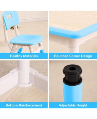 Kids Table and 4 Chairs Set, Toddler Height Adjustable Desk with Graffiti Desktop, Non-Slip Legs, Max 300lbs,Arts and Crafts Table