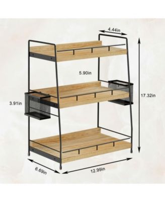3 Tier Bathroom Counter Organizer with Baskets Wooden Metal Storage Vanity Makeup Organiser